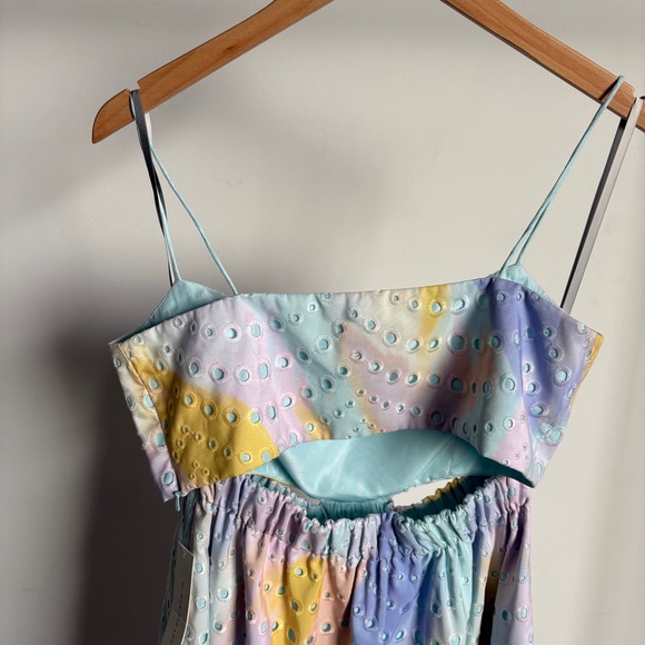 $595 NWT ML Monique Lhuillier Poplin Eyelet Cut Out Midi Dress Sz 4 - Picture 10 of 13